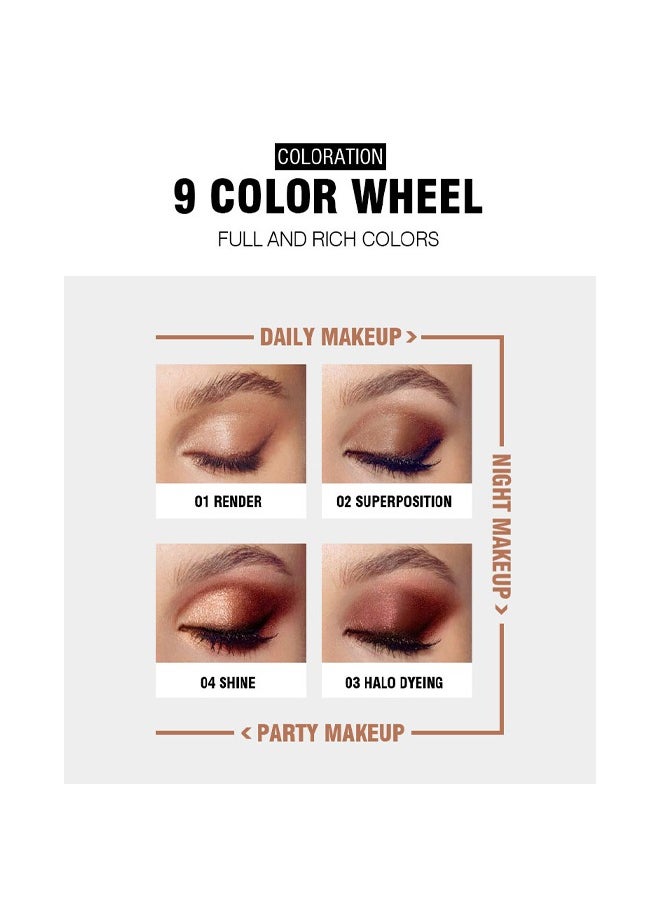 Nude Magical，9 Color Pink Nude Light Warm Color Eyeshadow Palette Makeup,Glitter Matte Natural Neutral Colorful Eyeshadow Waterproof Long Lasting Natural Mixing Pigment Makeup