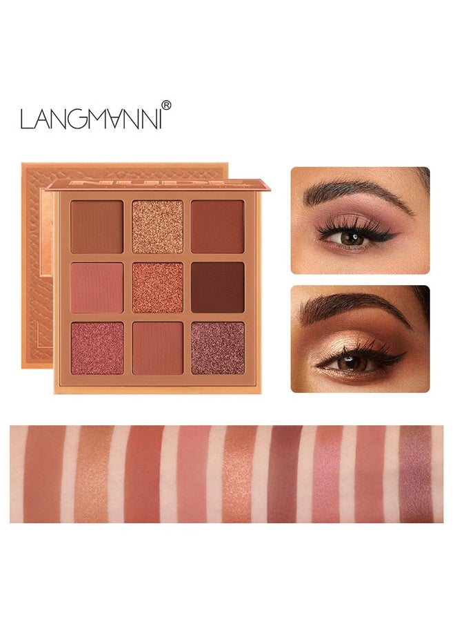 Nude Magical，9 Color Pink Nude Light Warm Color Eyeshadow Palette Makeup,Glitter Matte Natural Neutral Colorful Eyeshadow Waterproof Long Lasting Natural Mixing Pigment Makeup