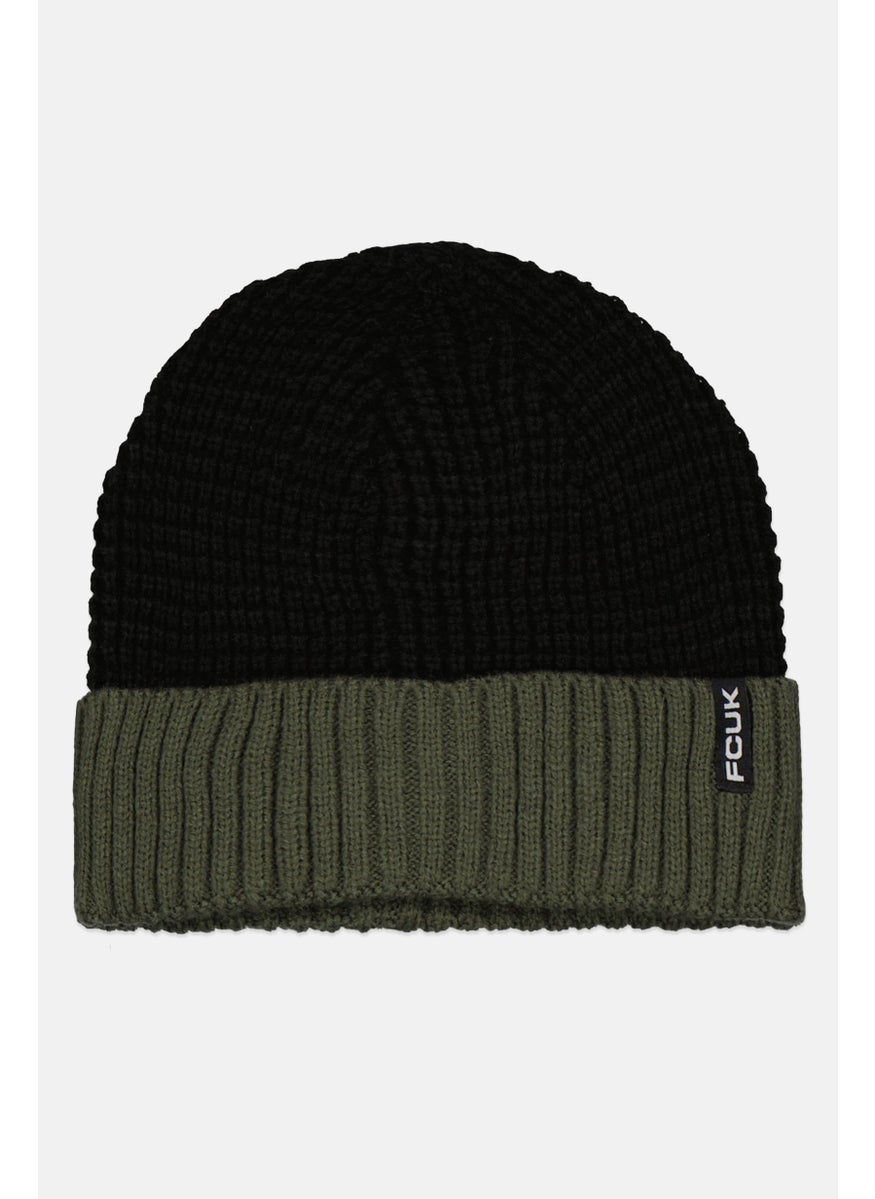 Men Colorblock Beanie, Black