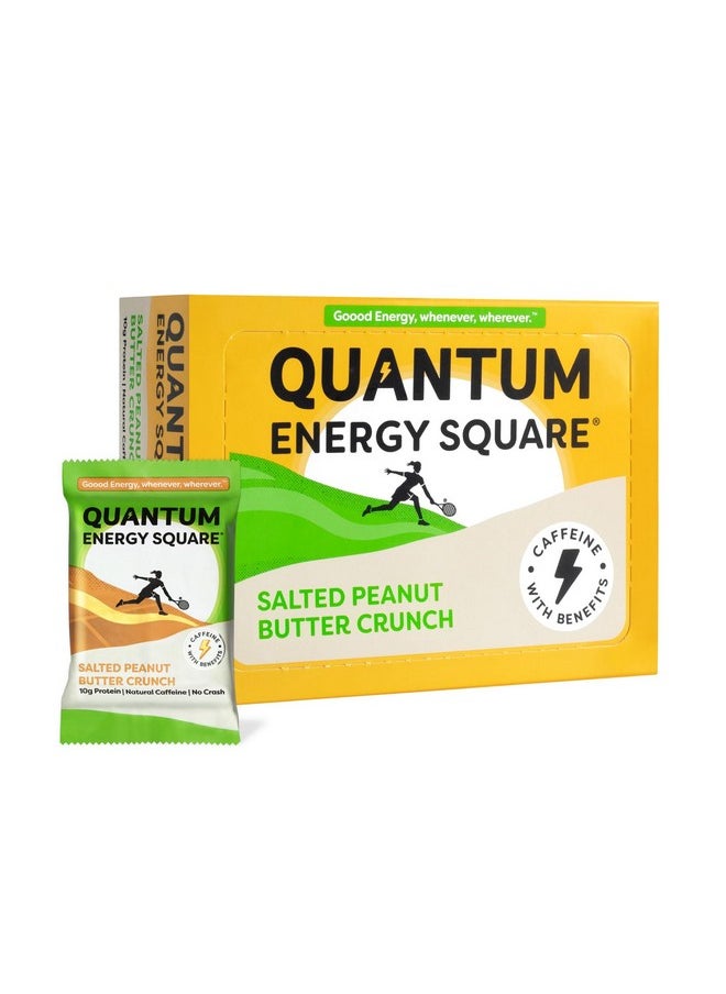 Quantum Energy Square: Energy Bar With Caffeine & 10G Protein. Delicious Healthy Snack On The Go. (Vegan, Gluten-Free, Soy-Free, Dairy-Free). Flavor: Salted Peanut Butter Crunch 8Pk