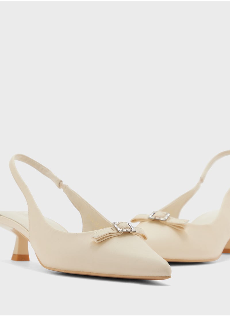 Bow Detail Sling Back Pump