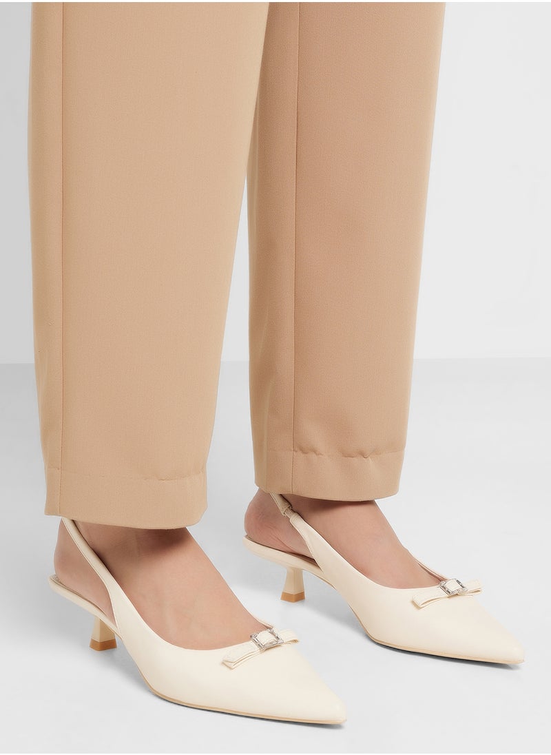 Bow Detail Sling Back Pump