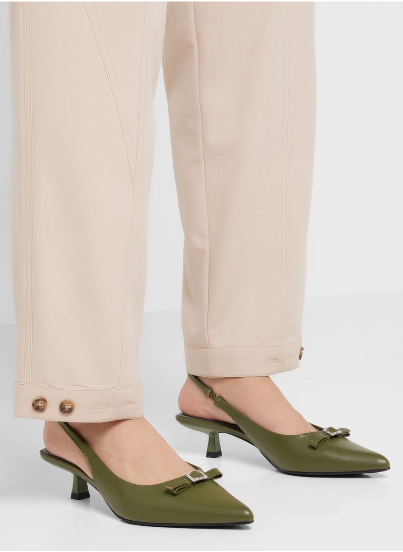 Bow Detail Sling Back Pump