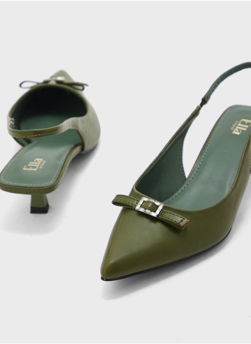 Bow Detail Sling Back Pump