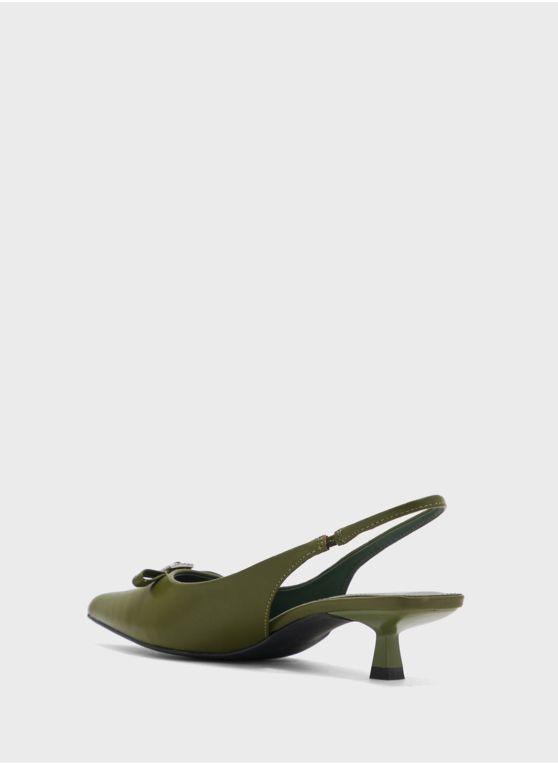 Bow Detail Sling Back Pump