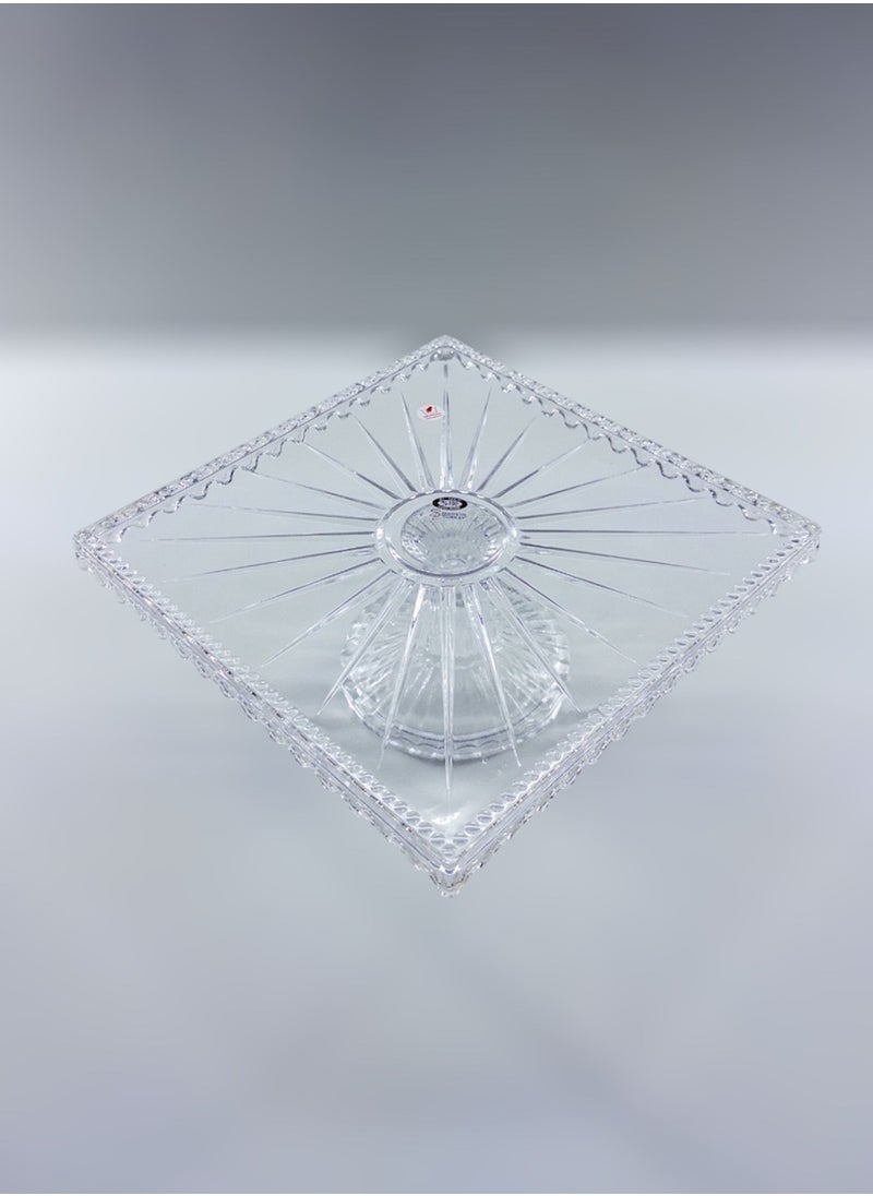 Gift Linea Design Square Cake and Pastry Presentation Holder Handmade Glass