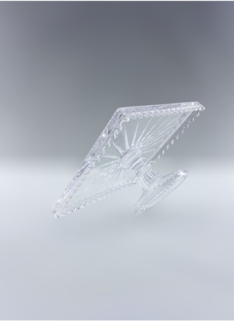 Gift Linea Design Square Cake and Pastry Presentation Holder Handmade Glass