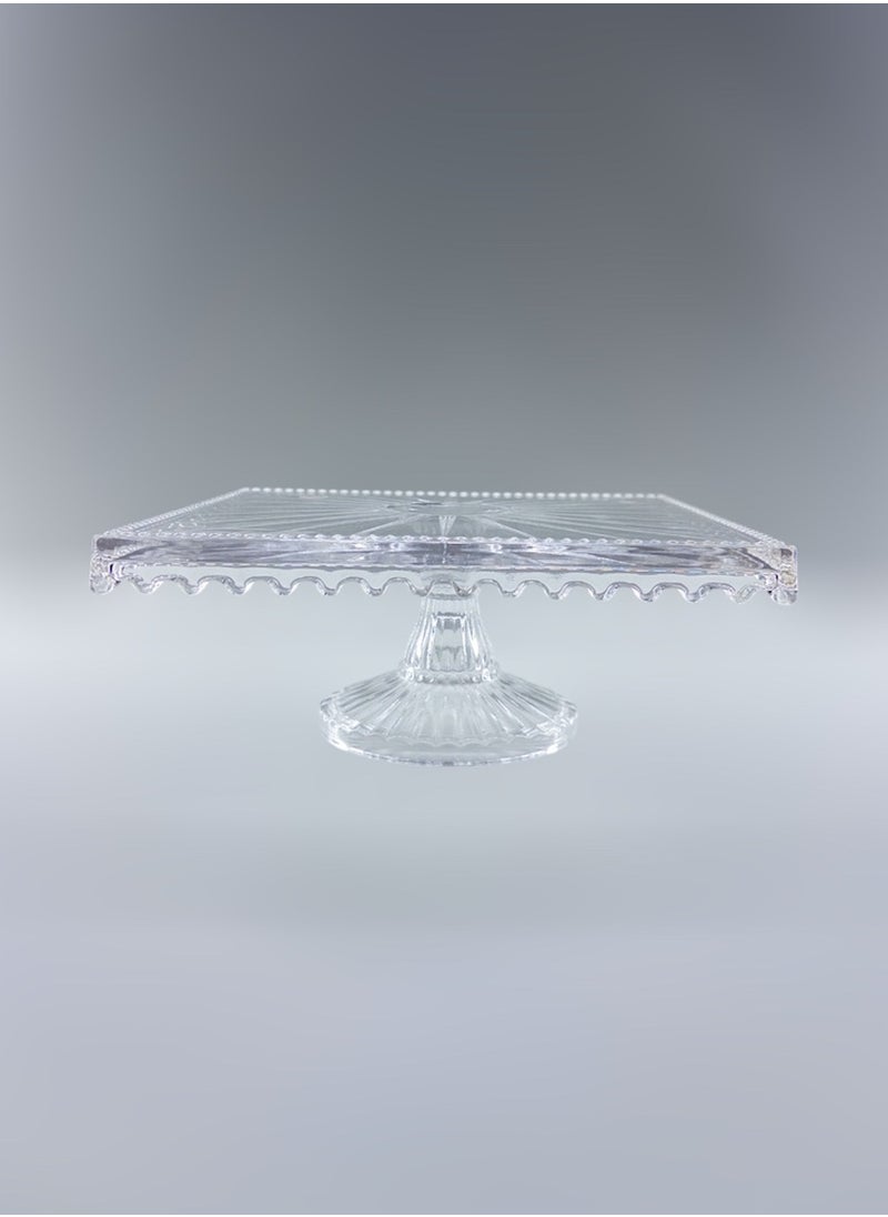 Gift Linea Design Square Cake and Pastry Presentation Holder Handmade Glass