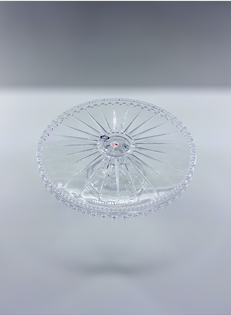 Gift Linea Design Round Cake and Pastry Presentation Holder Handmade Glass