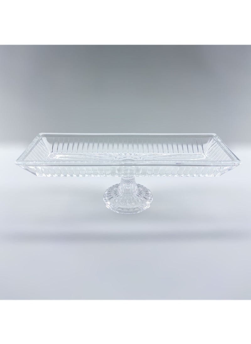 Gift Linea Design Serving Plate With Stand Handmade Glass