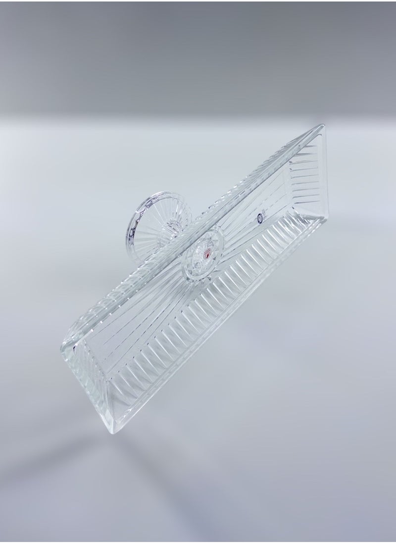 Gift Linea Design Serving Plate With Stand Handmade Glass