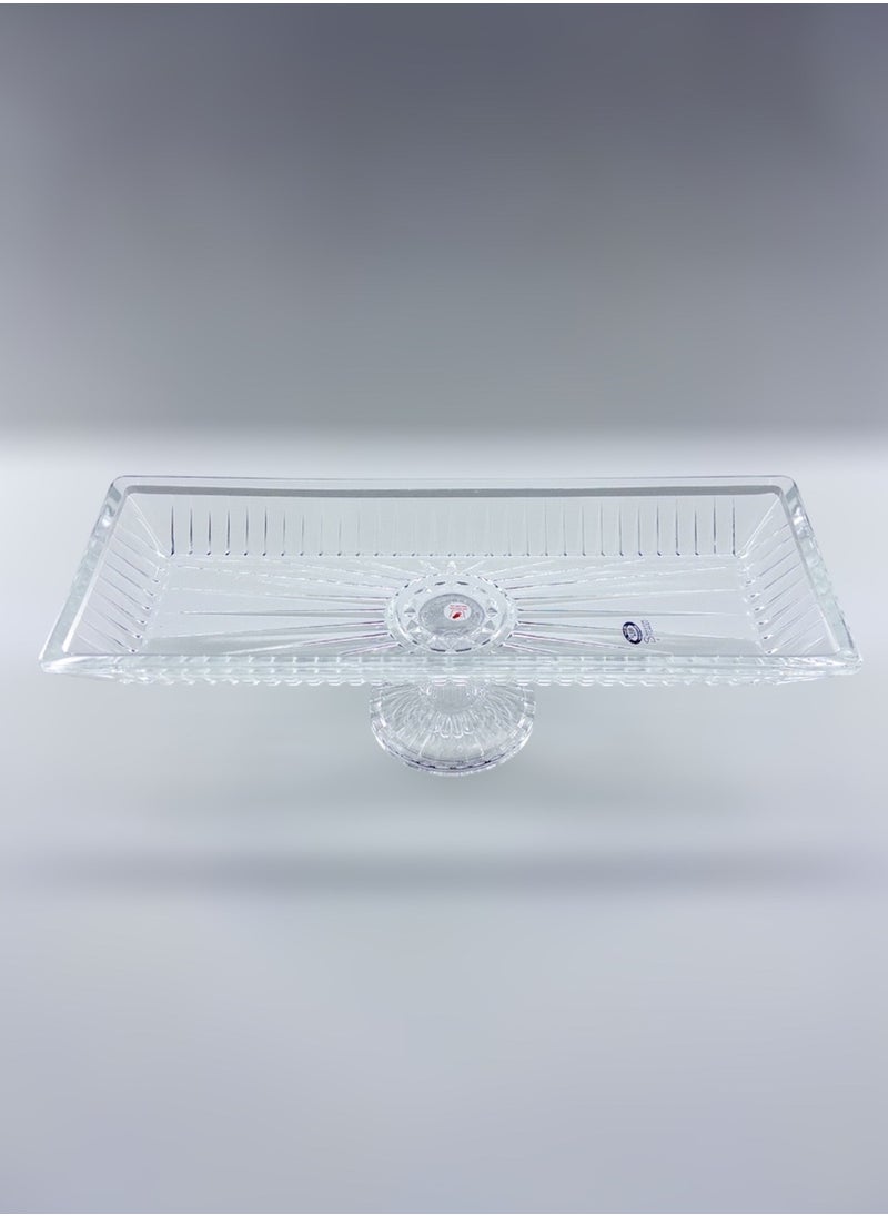 Gift Linea Design Serving Plate With Stand Handmade Glass