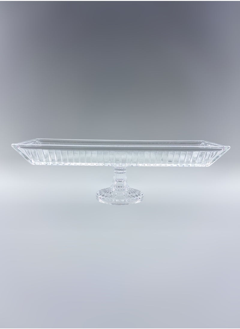 Gift Linea Design Serving Plate With Stand Handmade Glass