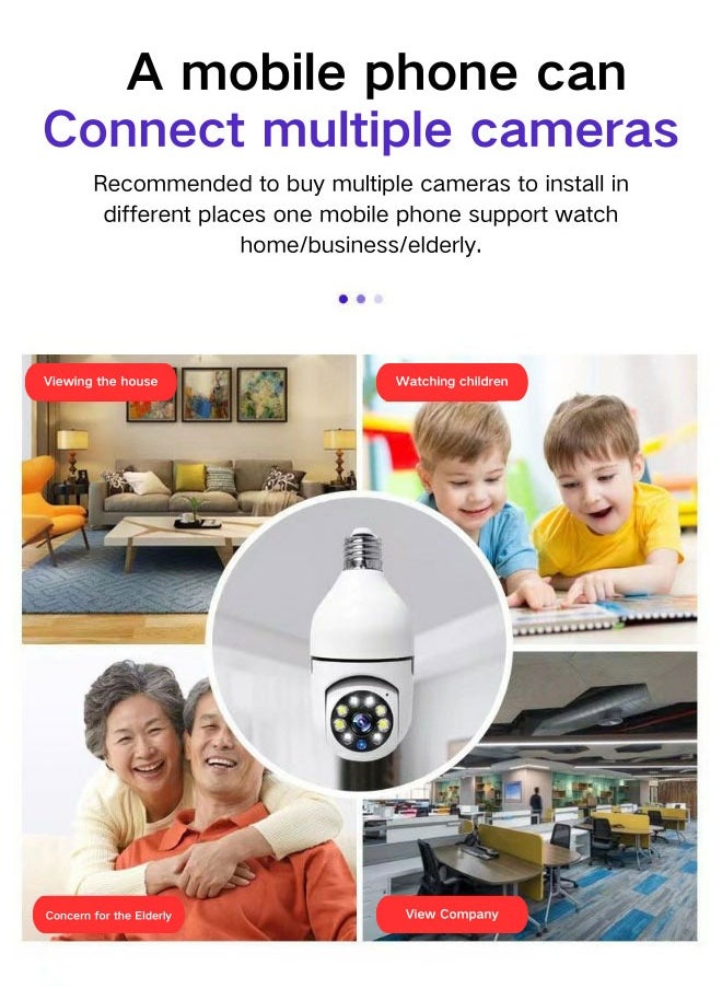 Lamp holder type household indoor safety monitoring camera, mobile phone remote viewing screen voice intercom dual light source wifi version