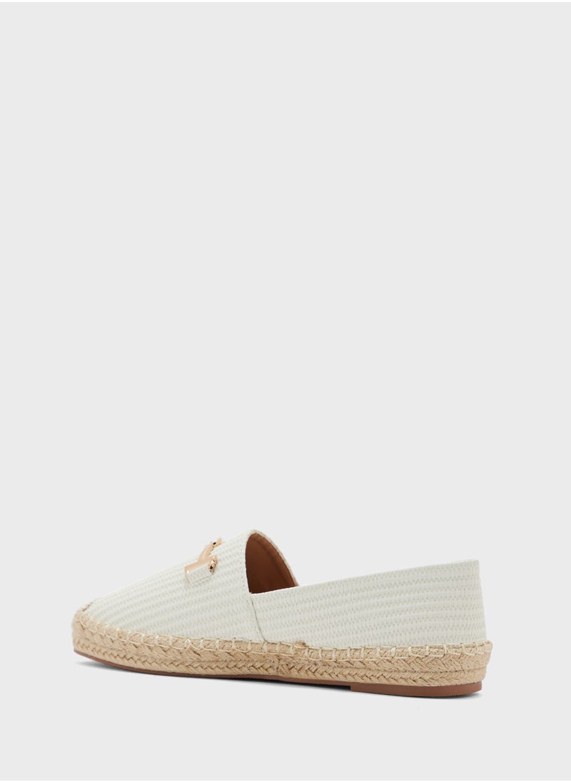 Metal Trim Raffia Espadrille