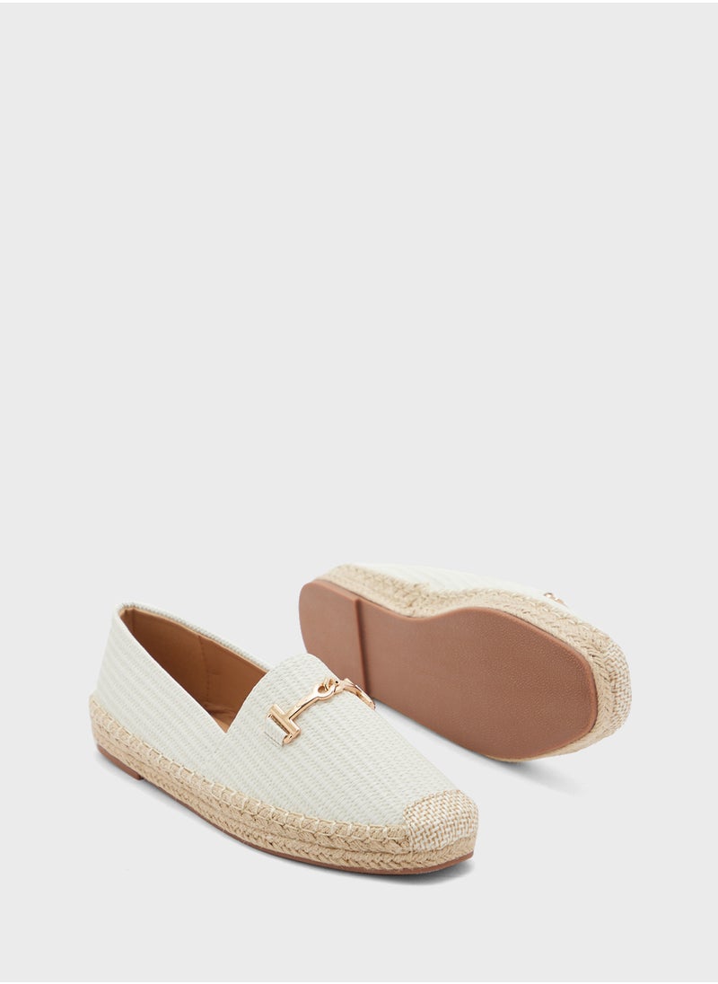 Metal Trim Raffia Espadrille