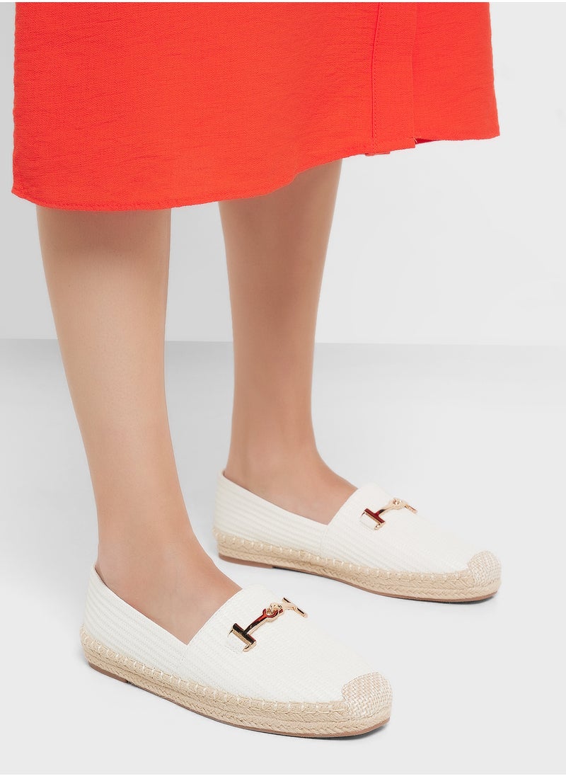 Metal Trim Raffia Espadrille
