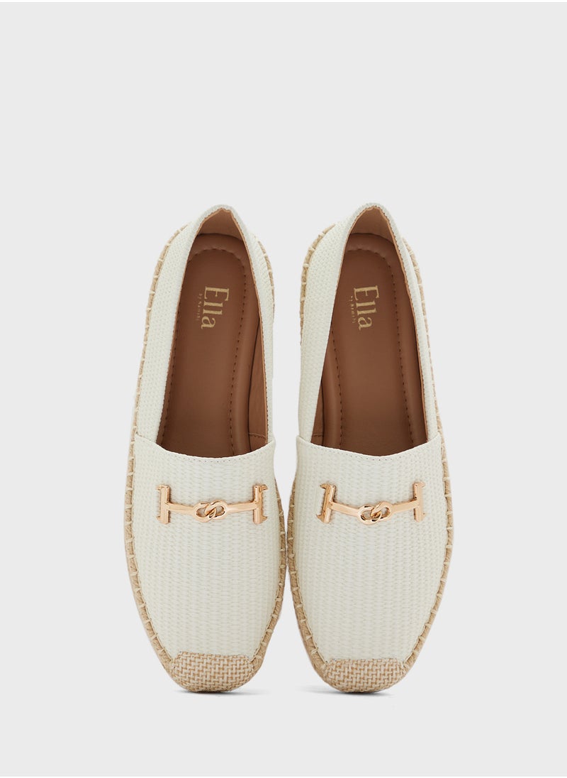 Metal Trim Raffia Espadrille