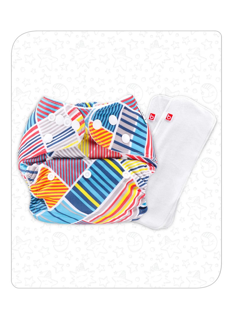 Babyhug Reusable Cloth Diaper with SmartDry Inserts, Free Size - Multicolor