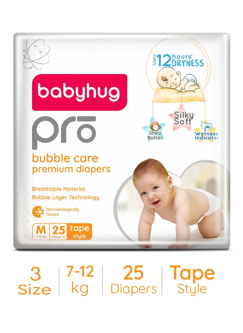 Babyhug Pro Bubble Care Premium Tape Style Diapers, Size 3, Medium - 25 Pieces