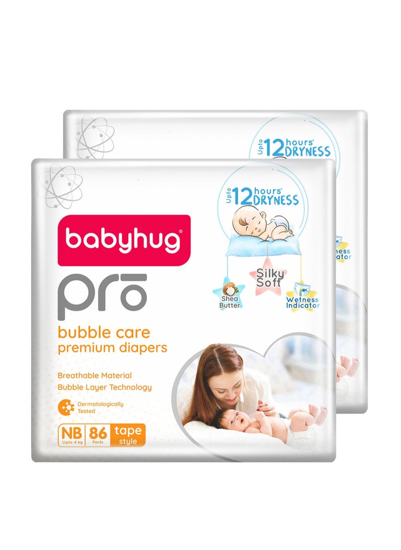 Babyhug Pro Bubble Care Premium Diapers Size 1, 172 Count