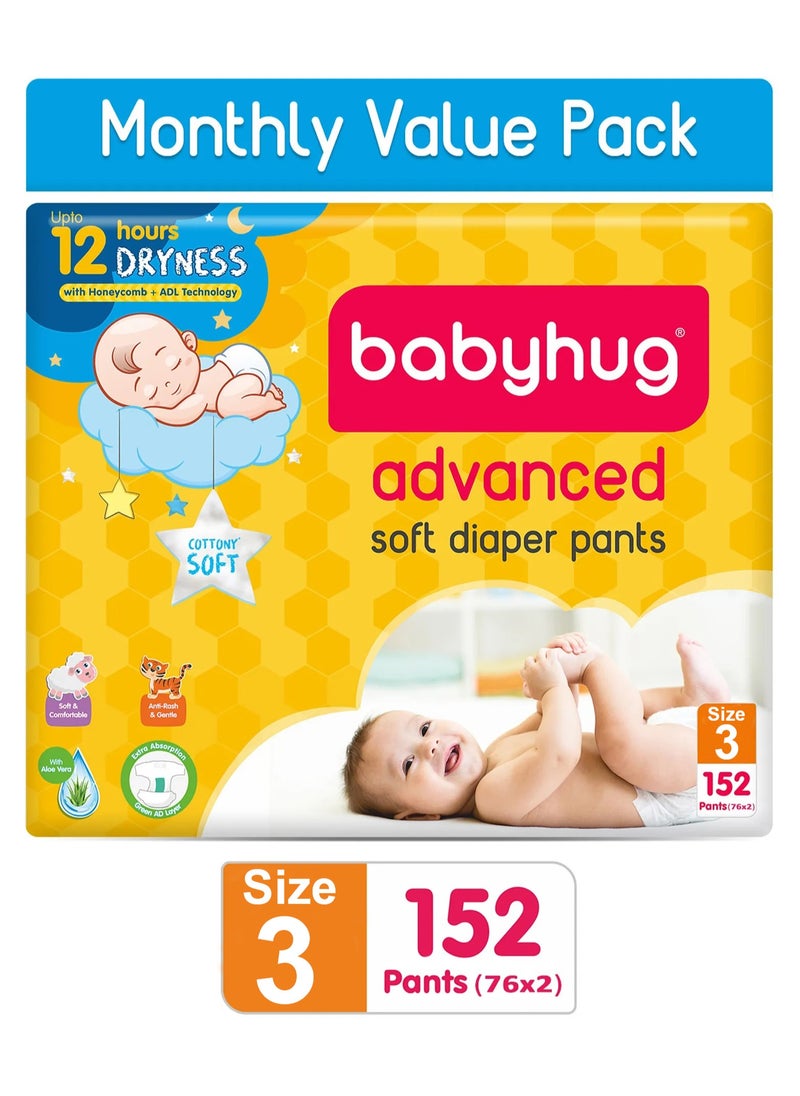 Babyhug Monthly Value Pack of Advanced Pant Style Diapers Size 3 - 152 Pieces