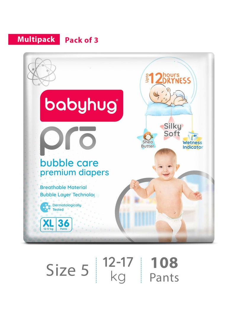 Babyhug Pro Bubble Care Pant Style Diapers Extra Large 108 Pieces - Multi Pack