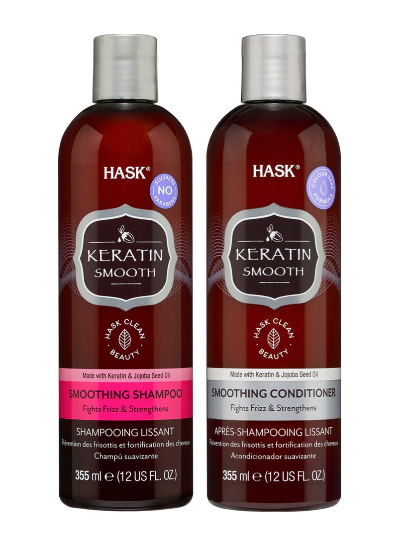 Hask Keratin Shampoo 355Ml & Conditioner 355Ml X2 Value Pack