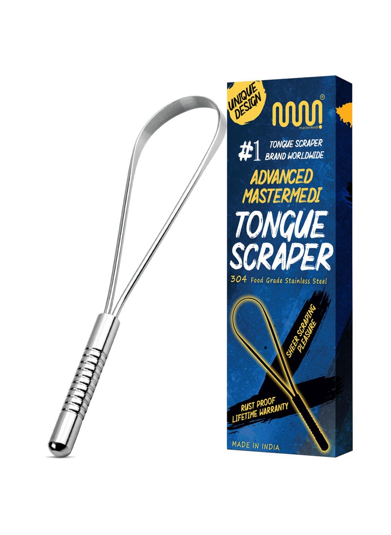 MasterMedi Tongue Scraper Bad Breath Treatment for Adults  Kids Medical Grade 100 Stainless Steel Tongue Scrapers for Oral Care Easy to Use Tongue Cleaner with Ergonomic Design for Hygiene