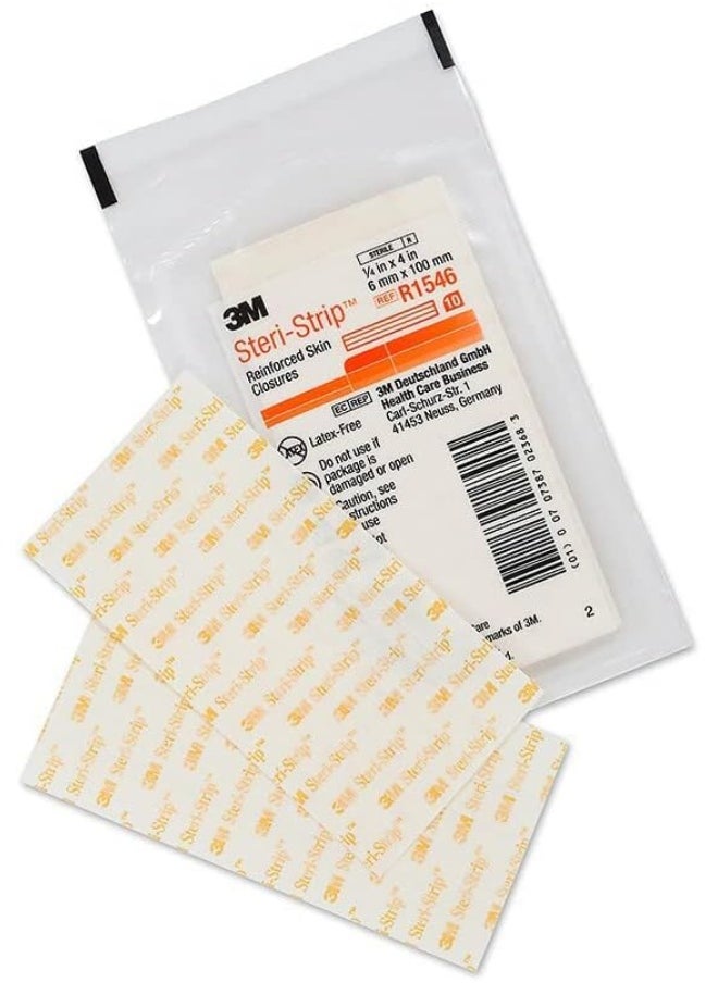 3M™ Steri-Strip™ Reinforced Adhesive Skin Closures, R1546, 1/4 in x 4 in (6 mm x 100 mm), 50 Bag/Carton, 4 Carton/Case