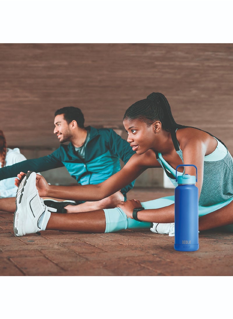 1200ml Water Bottle 18/8 Stainless Steel 304 Double Wall Insulated Thermos Bottle with a wide mouth, 2 lids included, Hot Cold Liquids Sports Bottle, 40oz (Lavender)