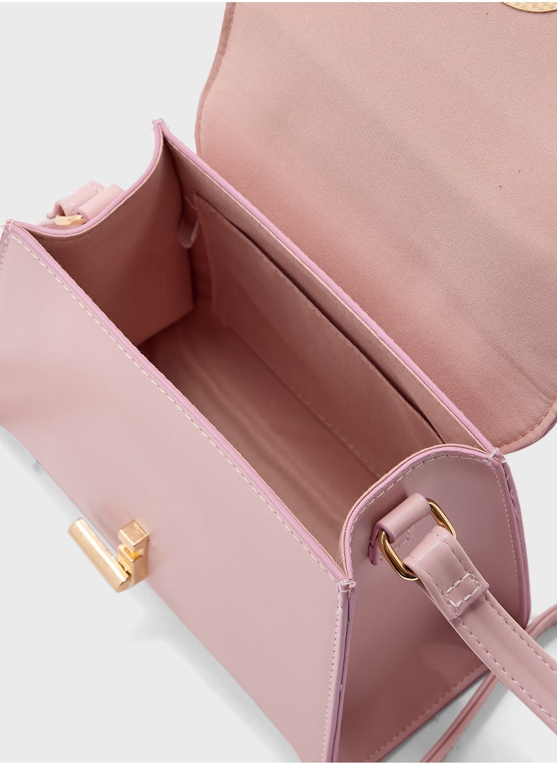 Metal Closure Braided Handle Satchel Bag