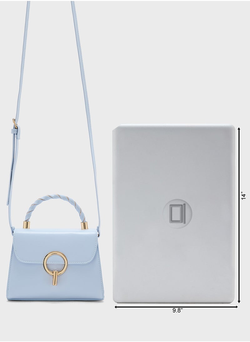 Metal Closure Braided Handle Satchel Bag