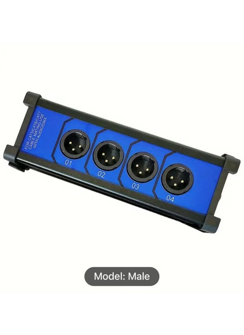 Professional XLR Audio Cable Tester – 4-Channel, Dual-Sided Testing Box, Blue and Black Male and Female Connectors for Audio Cables