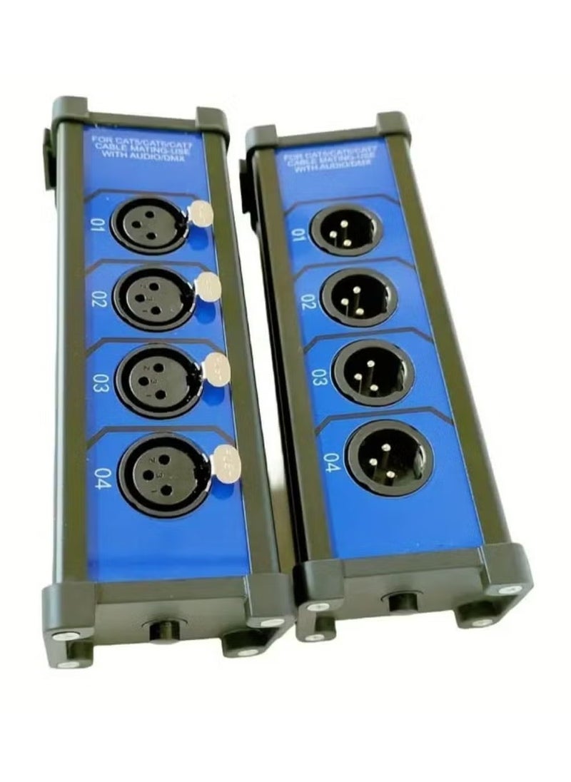 Professional XLR Audio Cable Tester – 4-Channel, Dual-Sided Testing Box, Blue and Black Male and Female Connectors for Audio Cables