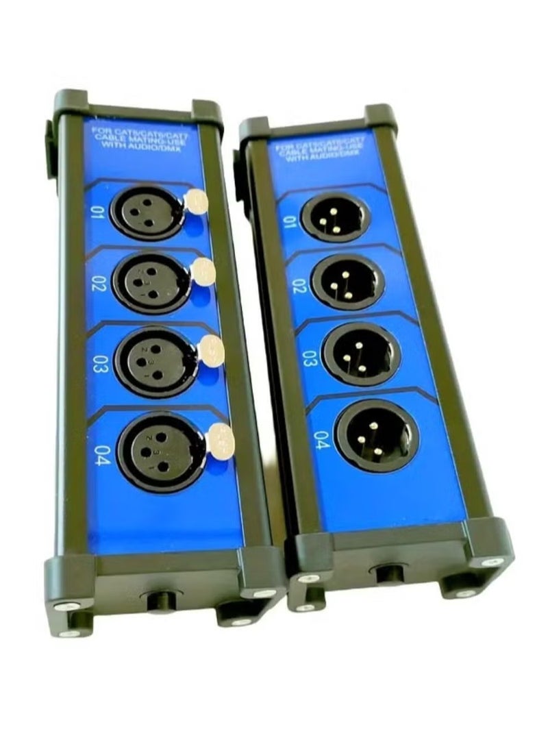 Professional XLR Audio Cable Tester – 4-Channel, Dual-Sided Testing Box, Blue and Black Male and Female Connectors for Audio Cables