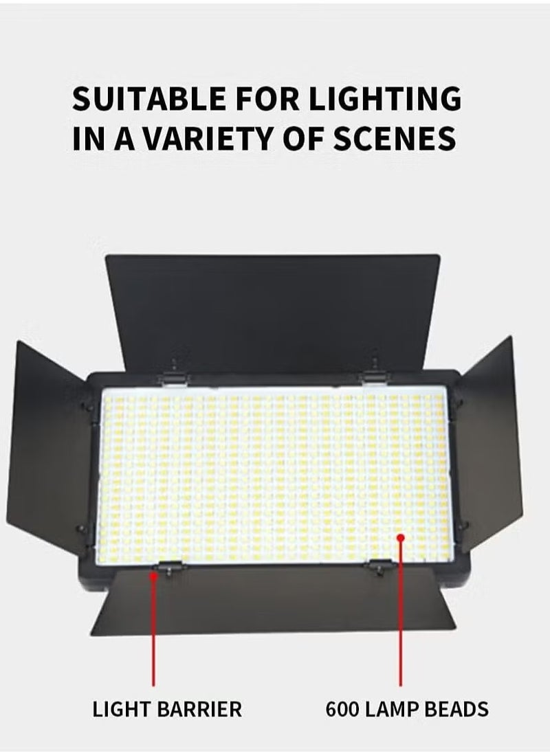 600 LED Video Light Kit – Rechargeable & Plug-Powered Camera Light, Adjustable 3200K-5600K, Ideal for Video Conference, Live Streaming, and Photography (LED Light)