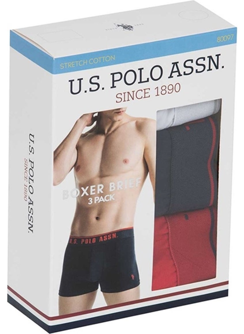 BASE. Polo Assn. 80097 Men's 3-pack Boxer - Red&dark blue&white
