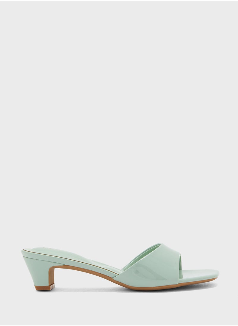 Patent Mule Heel Sandal
