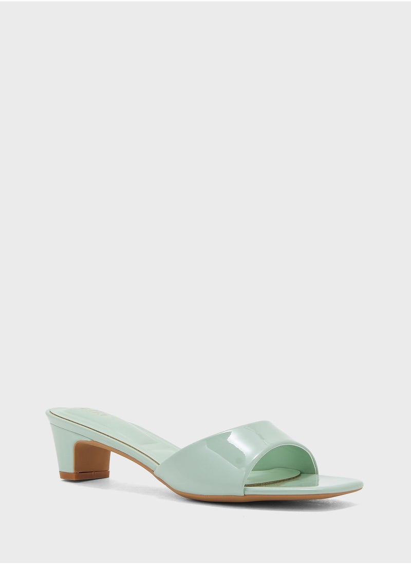 Patent Mule Heel Sandal