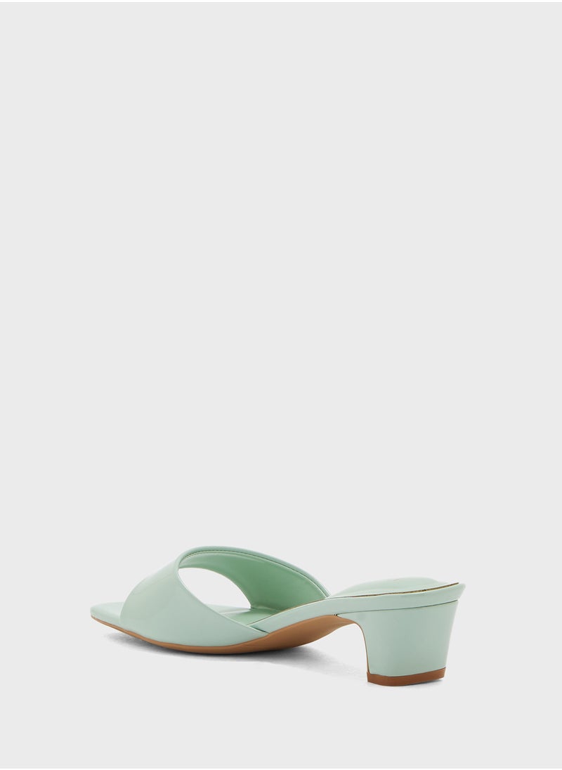 Patent Mule Heel Sandal