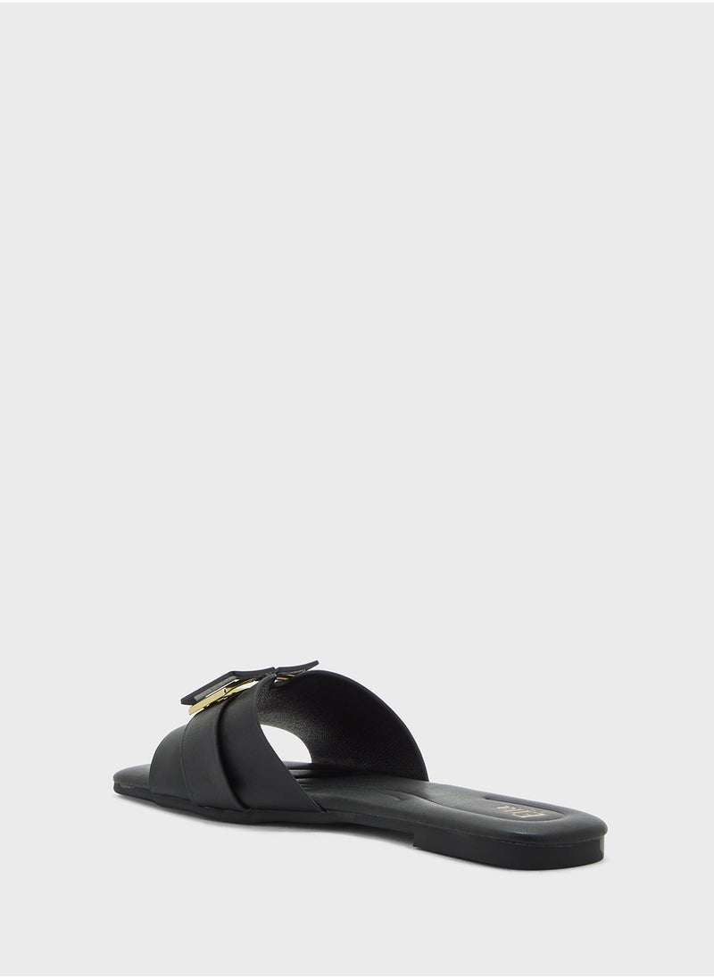Metal Trim Detail Flat Sandal
