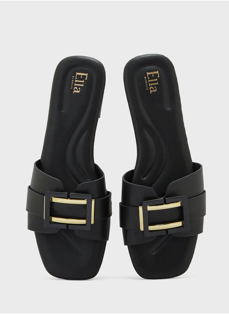 Metal Trim Detail Flat Sandal
