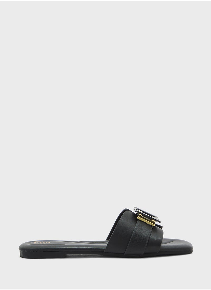 Metal Trim Detail Flat Sandal