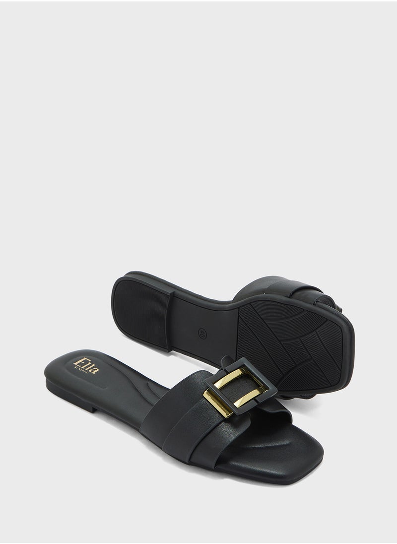 Metal Trim Detail Flat Sandal