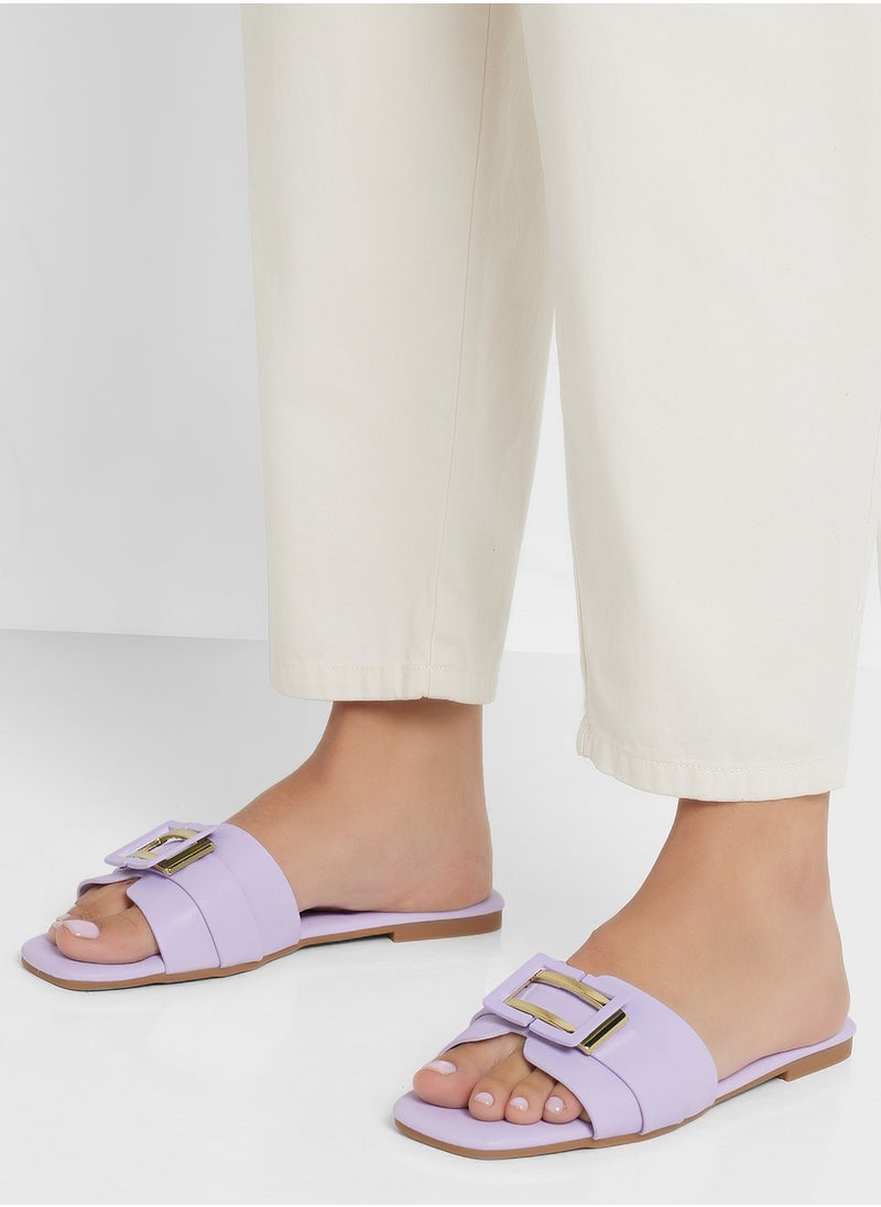 Metal Trim Detail Flat Sandal