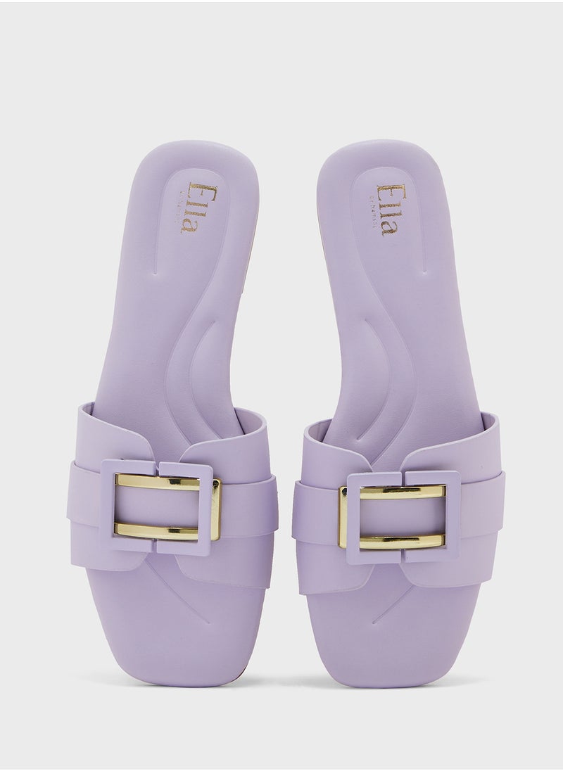 Metal Trim Detail Flat Sandal