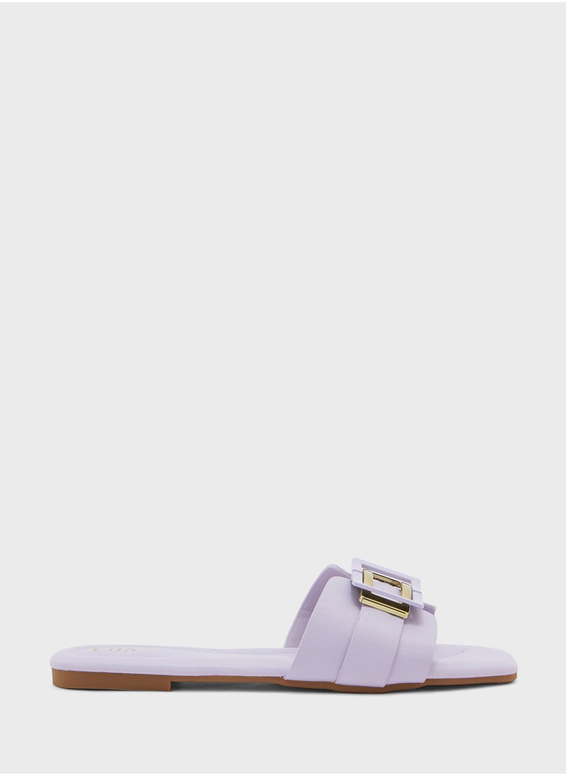 Metal Trim Detail Flat Sandal