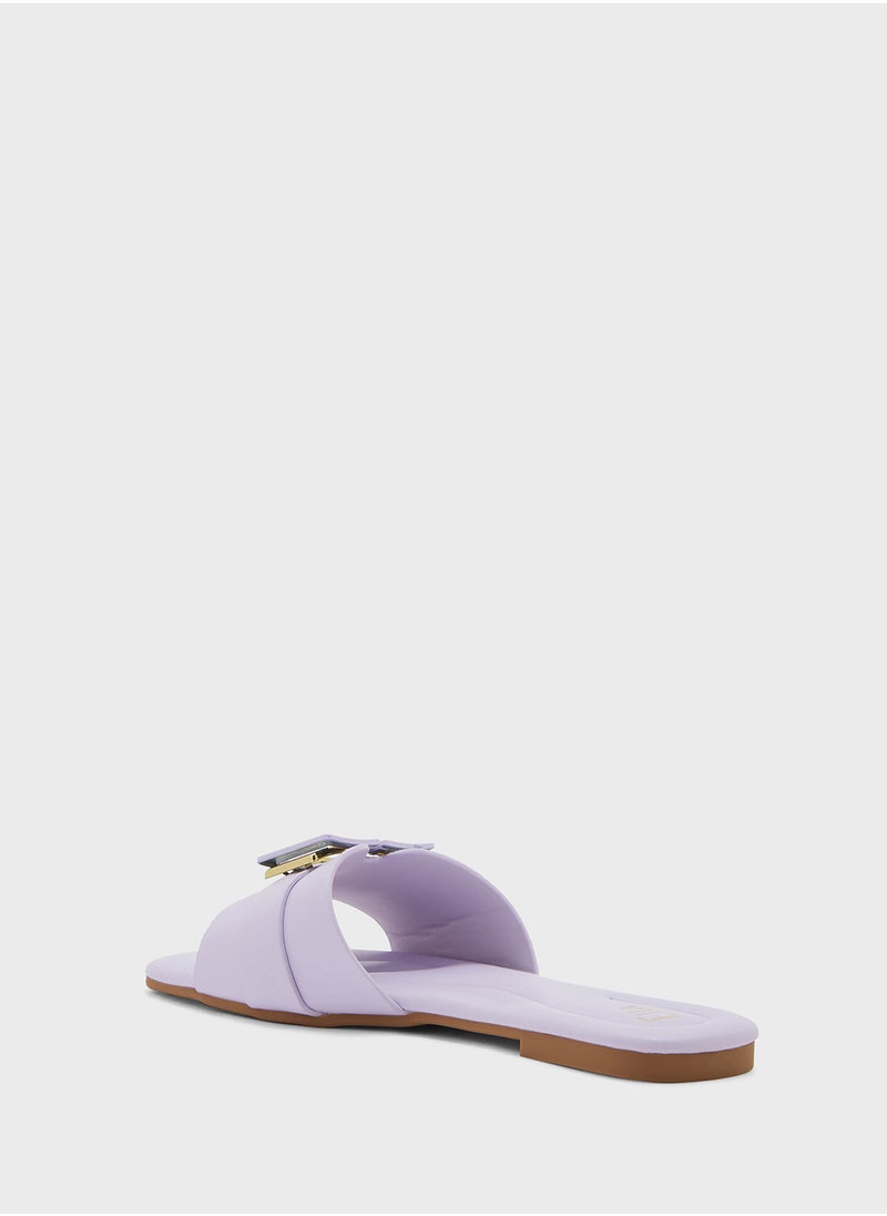 Metal Trim Detail Flat Sandal