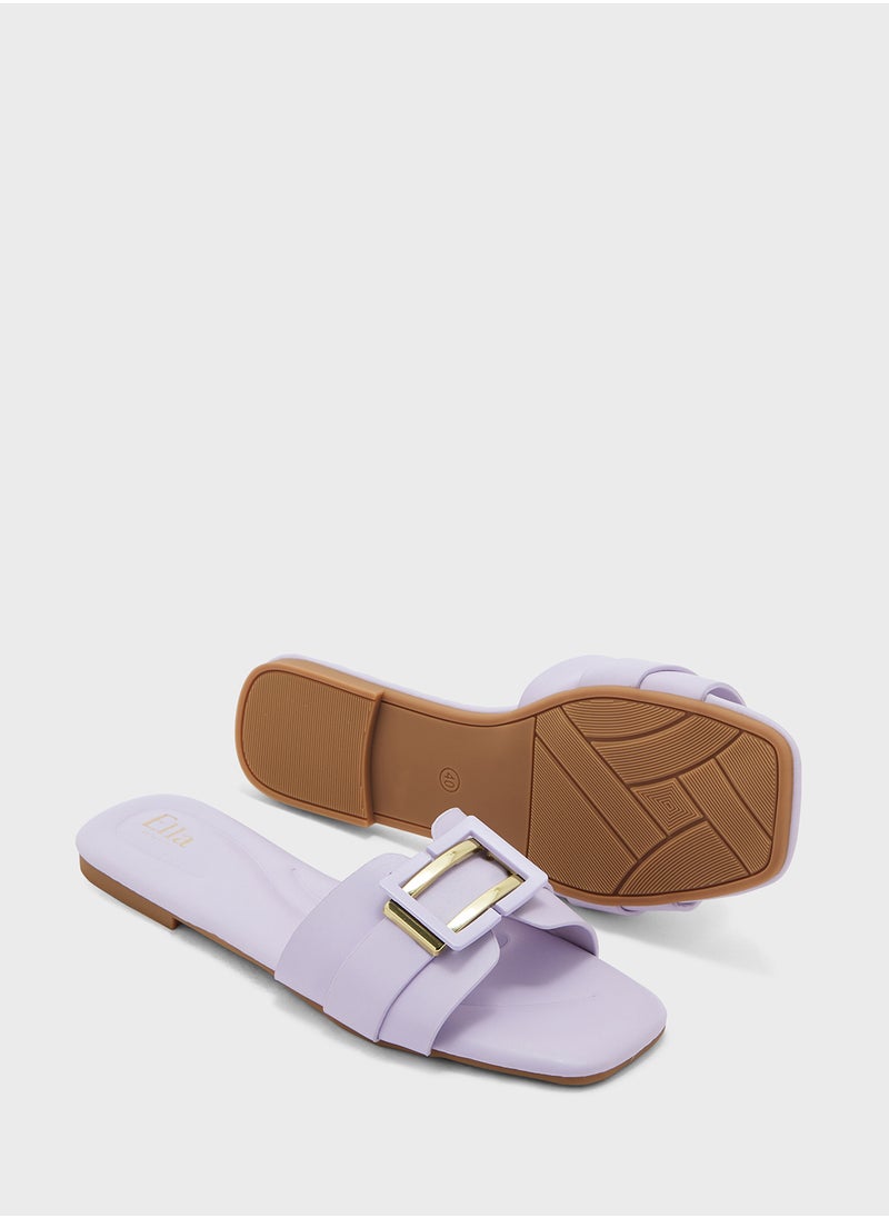 Metal Trim Detail Flat Sandal